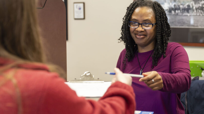 Friendly DINW staff welcoming a patient for their exam